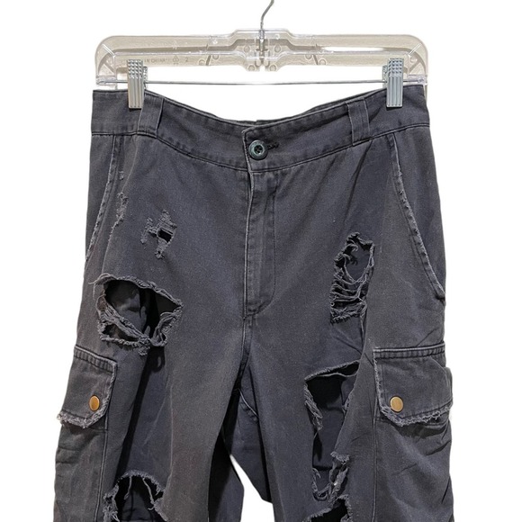 LF Carmar Distressed Cargo Pants Faded Black Size 10 - Picture 7 of 10